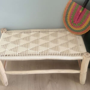 banc traditionnel marocain écru en corde de nylon