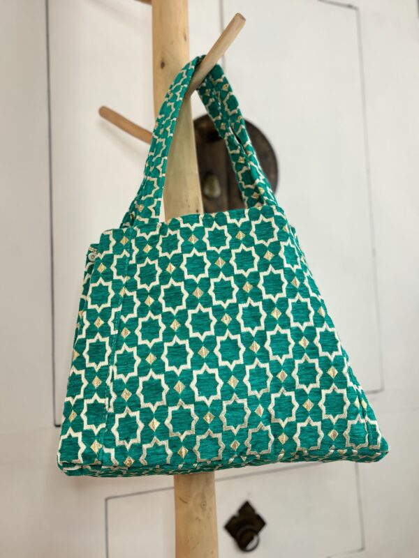 sacs forme cabas velours vert