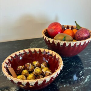 saladiers en gres bordure en raphia fait main artisanat marocain
